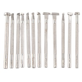 Restokki Punching Iron Set of 12 Leather Engraving and Embossing Tools, Silver Alloy Leather Carving Tools Leather Craft Making, Cutting Punching Sewing Stamping