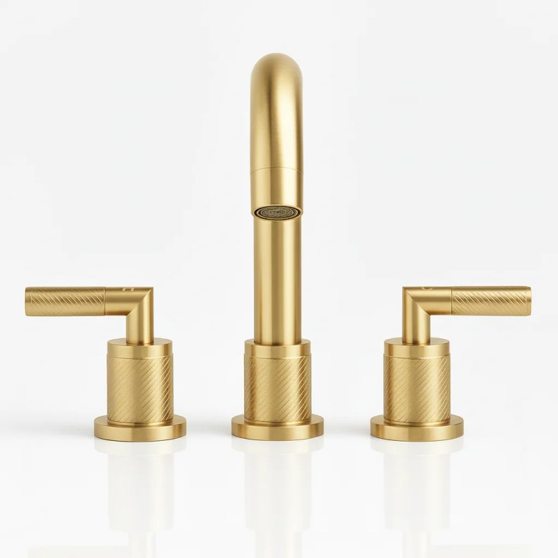 Gold Bathroom Faucet 2 Handle 8 Inch Deck Mounted 3
