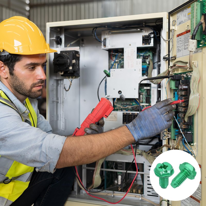 PATIKIL 10-32 x 3/8 Inch Hex Washer Head Grounding Screws,