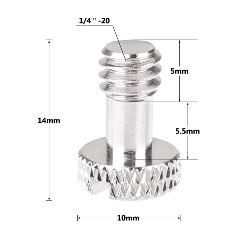 CAMVATE 1/4"-20 Slotted Screw for Quick Release Plate (2 Piece)