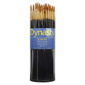 Dynasty Brush B-1650 Art Education Classroom Round Paint Brushes in Cylinder, Set of 60