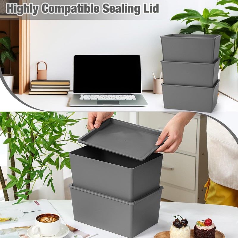 Menkxi 6 Pcs Storage Bins with Lids Small Plastic Storage