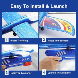 3 Pack Foam Airplane Launcher Toys, 2 Flight Mode Glider Plane,Kids Flying Toy,3 4 5 6 7 8 9 10 11 12 Year Old Boys Girls Gifts,Outdoor Sport Party Favor - Colour: 4&2