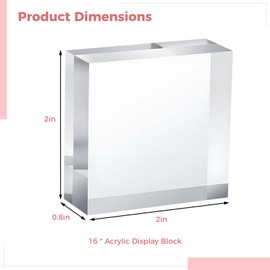 Tideme 16 PCS Acrylic Display Block, 2 x 2 x 0.8 Inches Square, Clear Polished Cube Jewelry Display Stand