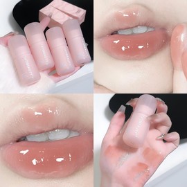 Petansy Hydrating Lip Gloss,4 Colors Plumping and Moisturizing Glaze Tint, Water Mirror Liquid Lipstick, Long-lasting Highly-Pigmented Korean Lip Glaze Natural Lip Makeup