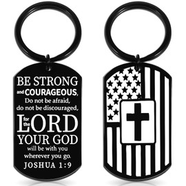 OEHEDOU Christian Gifts For Men Teen Boys Dog Tag Chain First Communion Gifts For Boys Men Baptism Gifts For Men Boys Christian Jewelry For Men Religious Gifts For Men Bible Verse Mens Keychain