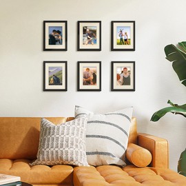 upsimples 8.5x11 Picture Frame Set of 5, Display Pictures 6x8 with Mat or 8.5x11 Without Mat, Wall Gallery Photo Frames, Black