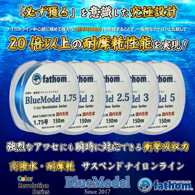 Fathom Nylon Line Suspended Type BlueModel No. 1.75 32.1 ft