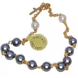 Unbranded 18K Gold-plated Grey Italian Bead Bracelet Made in Italy