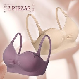 2pcs Sujetador de Lactancia, Sujetador de Maternidad Ultra Cómodo, Forma Natural, Sujetador de Maternidad para Dormir