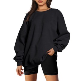 Trendy Queen Sweatshirts for Women Hoodies Oversized Crewneck Tops Sweaters Comfy Fall Winter Outfits Clothes 2025 Fashion Black M