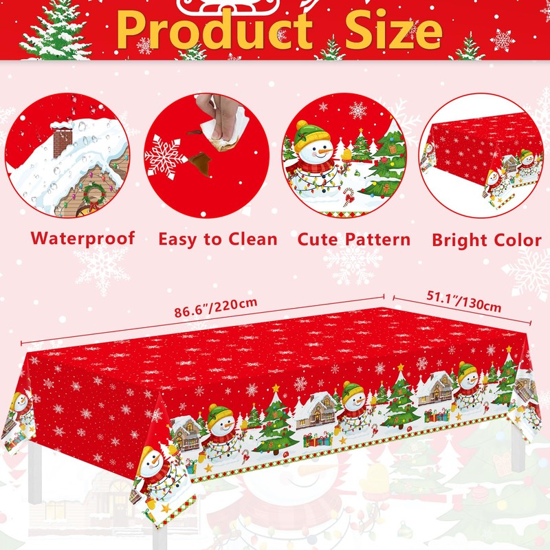 4 Pack Christmas Table Cloth Christmas Snowflakes Tablecloth Xmas Table