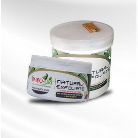 JIMPO-ORI Natural Exfoliate African Black Soap 250ml, Naturally Purifies & Nourishes all Skin Face Types – Men, Women, Adults, and Babies.