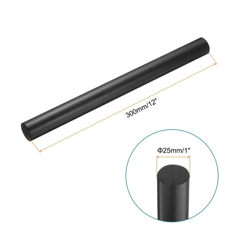 MECCANIXITY Black Round ABS Plastic Rods 1-inch Diameter and 12-inch