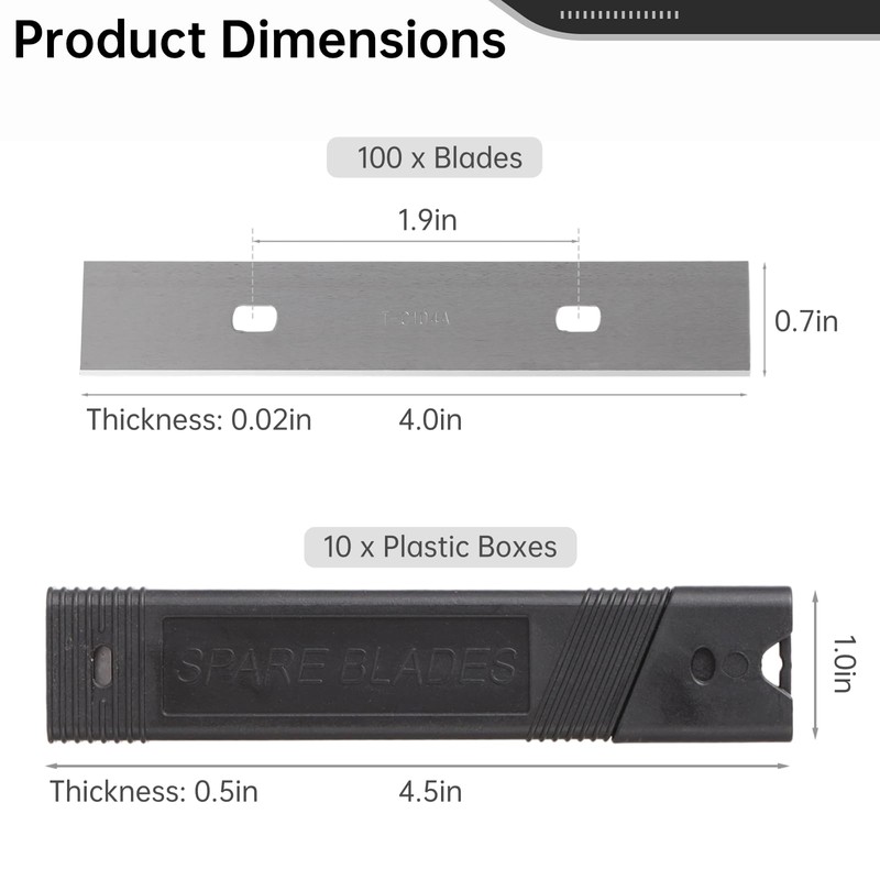 4" Scraper Blades, 100 Pcs Replacement Scraper Razor Blades, Ultra-sharp
