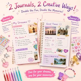OIHEW Kit de diario de bricolaje de más de 100 piezas para niñas adolescentes, suministros de álbumes de recortes y juego de papelería estética con 2 
