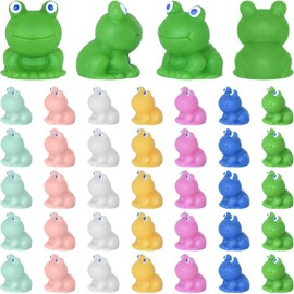 50 PCS Mini Resin Frogs for Dollhouse Decor Micro Fairy Garden Landscape Aquarium Toys Miniature Moss Landscape Decoration Plastic Frogs (Colorful Mini Frogs)