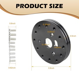 Polcatay Steering Wheel Hub Adapter, 6-hole to 3-hole Steering Wheel Adaptor Base Connector, Alloy Rustproof Modification Quick Release Device, for Most Cars Portable Repair Accessories (Black)