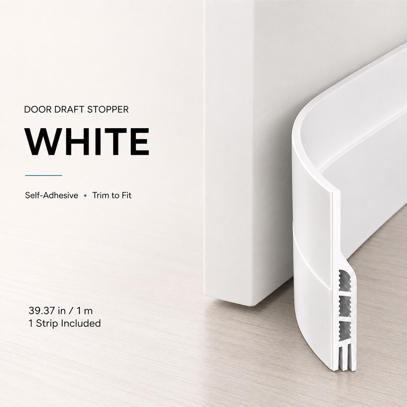 Door Draft Stopper, Self-Adhesive Under Door Sweep, 39.37-Inch Trim-to-Fit Strip