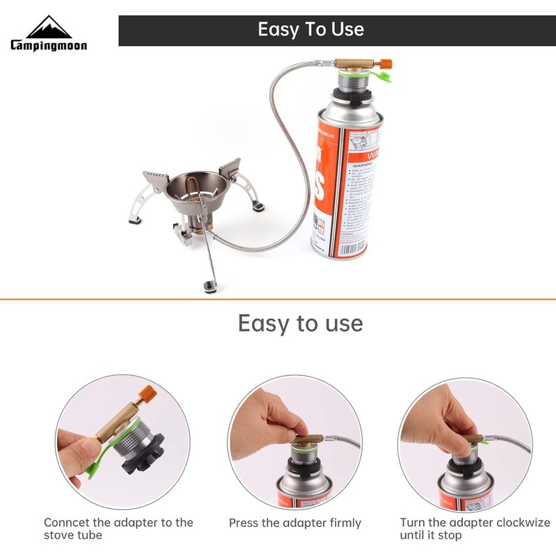 CAMPINGMOON Butane Nozzle Converter Adapter Simple Lockable for Nozzle Bottle