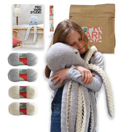 Huge Octopus Crochet Kit with 4 x 100g DK Yarn, 4.5mm Crochet Hook, Safety Eyes, Easy Crochet Pattern