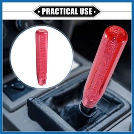 A ABSOPRO Gear Shift Knob Stick, 25cm Faux Crystal Transparent Bubble Gear Shifter Universal for Manual Transmission Vehicle Durable Acrylic Red with Adapter Item Replacement