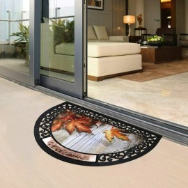 Eview Half Round Rubber Welcome Door Mat, Decorative Indoor Outdoor Doormat Non Slip - Maple