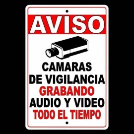 Signs Online USA Spanish Security Cctv Warning Audio Video Surveillance Camera Sign / Decal  - Sign 5" x 7"
