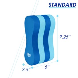 Sunlite Sports EVA 5-Layer Pull Buoy Leg Float - Pool Training Aid, Legs and HIPS Support for Adults, Kids, and Beginners, for Swimming Stroke (Standard Dark Blue/Light Blue)