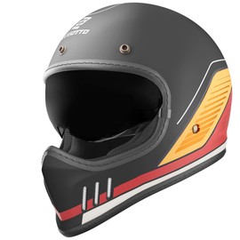 Bogotto FF980 EX-R Caferacer Cross Helmet, Black/Yellow/Red, XS