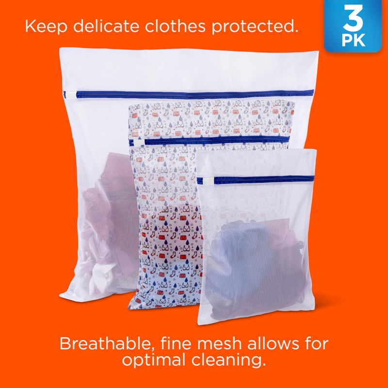 Tide Delicate Clothes Mesh Wash Bags for Wash Machine, 3
