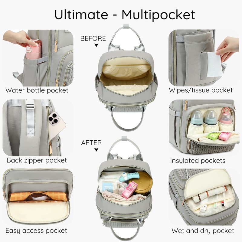 Diaper Bag Backpack - Large Multi functional, Boys, Girls &