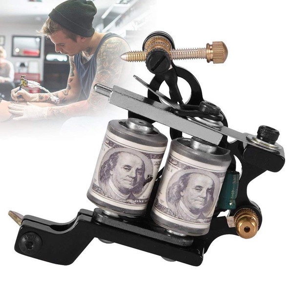 Tattoo Machine Metal Gun with Pins Tubes Grips 10 Warp Coils Liner Shader CNC Carved Frame professional for Tattoo Artists