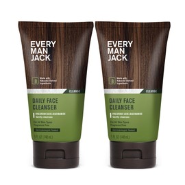 Every Man Jack Hydrating Face Wash for Men with Hyaluronic Acid & Niacinamide – Gently Removes Dirt and Oil, Revives Dry, Dull Skin – 5 fl oz (2 Pack)