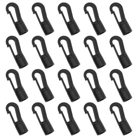 AYLIFU Bungee Shock-Absorption Cord Hook Shock-Absorption Bungee Cord Bungee Hook Black for 1/4 "and 3/16" Cords Kayaking Camping Accessories Indoor and Outdoor Activities 20PCS