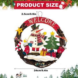 Braided Christmas Wreath, Christmas Decorative Door Wreath, Door Wreath Welcome for Christmas, Wooden Door Sign Merry Christmas for Door, Window or Wall, 24 cm