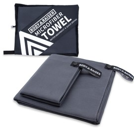 BODYRAISER Mftowel3T Quick Drying Towel, Absorbent Towel, Set of 2 Sizes, Gray, Microfiber, Bath Towel, Face Towel, Sports Towel, Hand Towel, Body Towel, Golf, Car Wash, Bath, Sauna, Travel, Outdoor