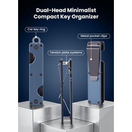 Organizador de llaves metálico, llavero compacto de doble cabeza para hombres y mujeres, con capacidad para hasta 12 llaves - Mini organizador de llaves