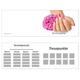 50 Bonus Cards Nail Studio Hand Flower Pink Nail Design Appointment (Pack of 50)