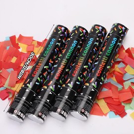 HOVCEH Pack of 4 Confetti Cannons, Biodegradable, Party Popper, Wedding Confetti Cannon, 5-8 m Effect Height, Confetti Cannon for Wedding, Party, Birthday, Baby Shower, New Year's Eve (Colourful)