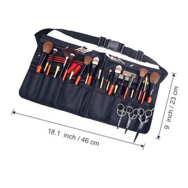 Queen Scepter Artist Professional Portable Makeup Brush Waist Bag Case Foldable Fibre Cloth Cosmetic Brush Pouch Holder Multi Pockets with Belt Strap Bag (Brushes Not Included)