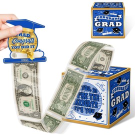 Graduation Money Box Gifts for Cash, Blue Money Gift Boxes for Women Class of 2025, Congrats Grad Money Box Gifts, Surprise Graduation Gift Box, Included 35 OPP Bags