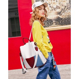 BUKESIYI CCJP78284 Women's Backpack, Mini Backpack, Pochette, Large Capacity, Waterproof, Rucksack Backpack for Women, PU Leather, white (off-white)