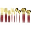 Gugrida Red Handle Gold Spoon Silverware Set, 30-Piece 304 Stainless