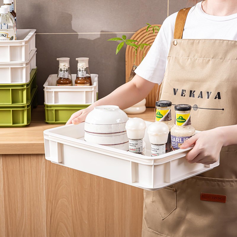 PiJeyiee Plastic Industrial Storage Bin, Multi-Purpose Organizer Tote for Bathroom,