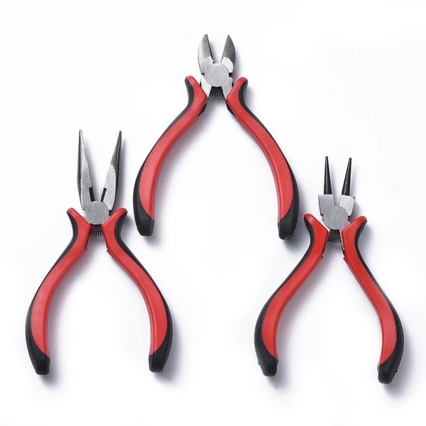 Gelirda 3Pcs Red Hand Tool Set Wire Mixed Round Nose