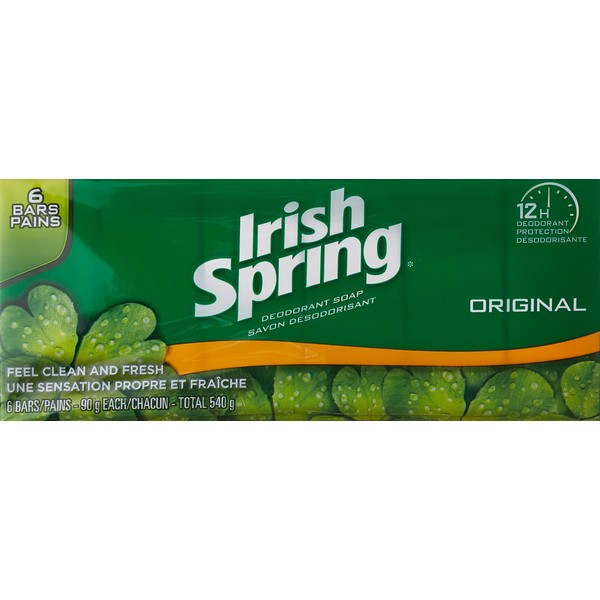 Irish Spring Original Bar Soap, 6 x 90g