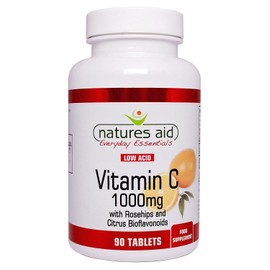 Natures Aid Vitamin C 1000mg Low Acid + Rosehips & Citrus Bioflavonoids 90 Tabs-2 Pack