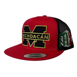 Unbranded MICHOACÁN 2 LOGOS HAT  RED BLACK MESH EL CHAPO GUZMÁN HAT MÉXICO