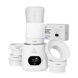 Babyaid Portable Bottle Warmer, 100W Fast Heating, 13500mAh Cordless Baby Bottle Warmer with 4 Adapters & Temp Control, Travel Warmer for Breastmilk & Formula, Snow White